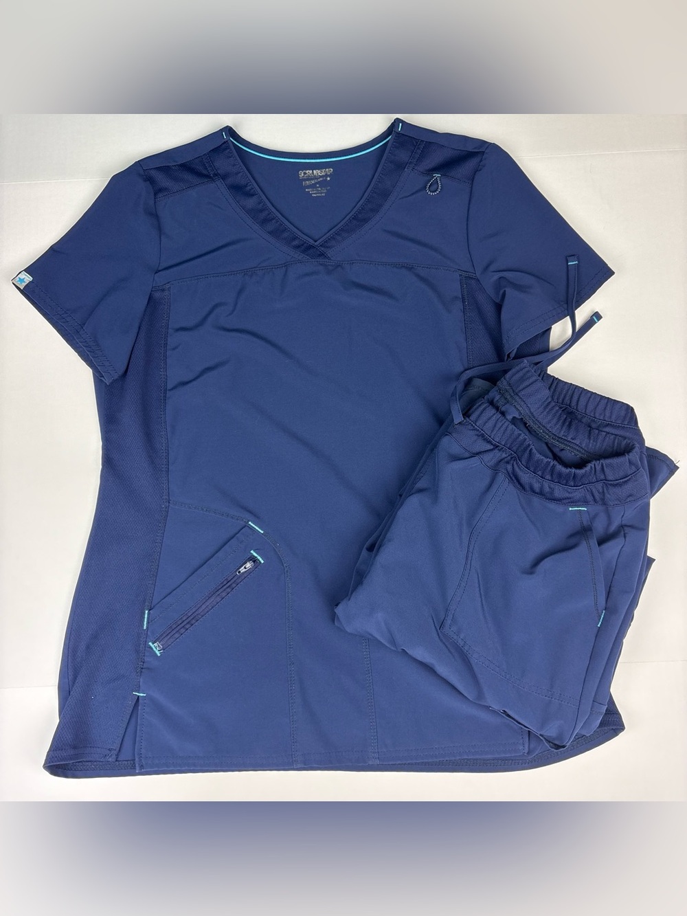 Scrubstar Performance Women Medium Scrub Set Blue Indigo Polyester Nurse Medical